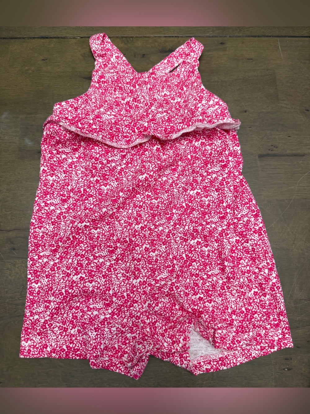 Carter's Hot Pink & White Floral Romper